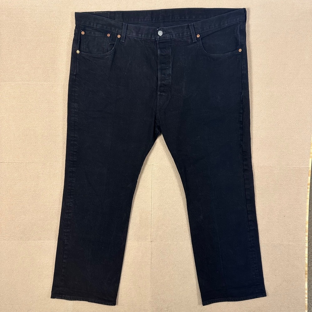 Levi's 501 Jeans Men 44x30 Original Fit Straight Leg Button Fly Black Denim